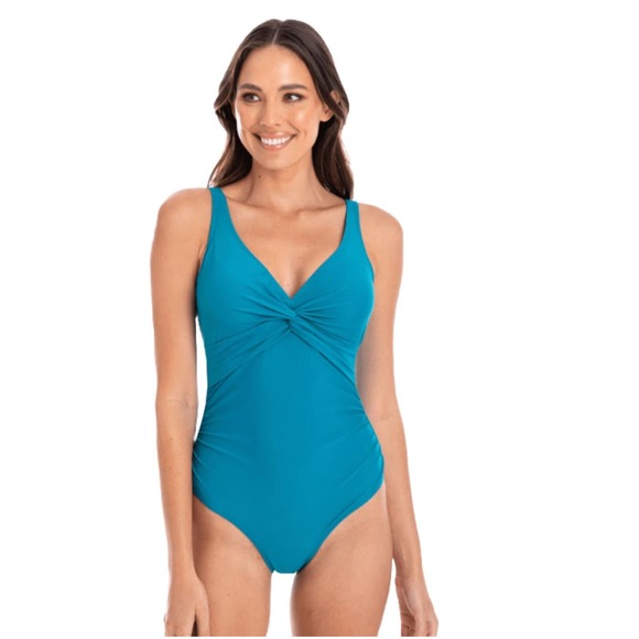 TOGS Classic Swimwear Women Size 10 Ravenna Twist green one piece swimsuit - Picture 1 of 6